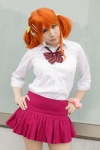 anjou_naruko ano_hi_mita_hana_no_namae_wo_bokutachi_wa_mada_shiranai blouse cosplay hair_clips orange_hair pleated_skirt saki school_uniform skirt twintails rating:Safe score:0 user:nil!