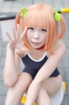 bikini collar cosplay harusaki_chiwa one-piece_swimsuit orange_hair ore_no_kanojo_to_osananajimi_ga_shuraba_sugiru sakuya see-through swimsuit twintails rating:Safe score:1 user:nil!