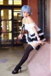 ayanami_rei blue_hair chains collar corset cosplay kaoru's_collection_3 kishimoto_kaoru miniskirt neon_genesis_evangelion skirt thighhighs zettai_ryouiki rating:Safe score:1 user:nil!