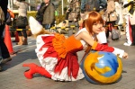 animal_ears cosplay detached_sleeves dress firefox fox_ears fox_tail globe mint mozilla pantyhose red_hair thighhighs tiered_skirt rating:Safe score:0 user:pixymisa