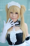 aiba_ai apron blonde_hair cosplay dress elbow_gloves gloves hairband kore_ga_watashi_no_goshujin-sama maid maid_uniform sawatari_mitsuki twintails rating:Safe score:0 user:nil!