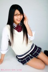 blouse glasses kneesocks nagai_rina pleated_skirt school_uniform skirt sweater_vest rating:Safe score:2 user:nil!