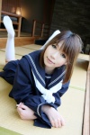 cosplay dead_or_alive higurashi_rin kasumi_(doa) kneesocks kunoichi ninjin pleated_skirt ponytail sailor_uniform school_uniform skirt rating:Safe score:0 user:nil!