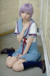 cosplay kneesocks miyuu nagato_yuki pleated_skirt purple_hair sailor_uniform school_uniform skirt suzumiya_haruhi_no_yuuutsu rating:Safe score:0 user:nil!