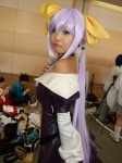 beltbra cosplay dizzy guilty_gear hairbows onihara_akira open_dress purple_hair rating:Safe score:0 user:nil!