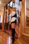 apron ass black_legwear blonde_hair blouse chii_(chobits) chobits cosplay hairband jumper maid maid_uniform momoiro_merankori saku thighhighs zettai_ryouiki rating:Safe score:2 user:nil!