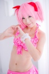 <3 bikini_top cosplay hair_ribbons kaname_madoka mashiro_yuki miniskirt pink_hair puella_magi_madoka_magica skirt swimsuit twintails rating:Safe score:0 user:nil!