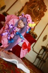 amatsuka_miyu cosplay night_cap nightgown patchouli_knowledge purple_hair robe thighhighs touhou rating:Safe score:0 user:nil!