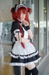 airi apron cosplay dress hairband maid maid_uniform nanashi queen's_blade red_hair thighhighs twintails rating:Safe score:2 user:nil!