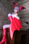 bodysuit boots cosplay detached_sleeves head_wings lilith_aensland pantyhose purple_hair tamashi_no_mayoigo vampire_(game) wings yuuki_sayo rating:Safe score:1 user:nil!