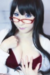 blouse bra cleavage cosplay glasses meganeko_3 open_clothes original saku rating:Safe score:0 user:nil!