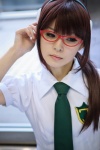 blouse cosplay glasses hairband maitako makinami_mari_illustrious neon_genesis_evangelion rebuild_of_evangelion school_uniform tie twintails rating:Safe score:0 user:pixymisa