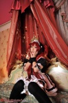 airi apron bed cosplay dress hairband happa_kyoukan_to_pantsu_meido maid maid_uniform queen's_blade red_hair saku thighhighs twintails zettai_ryouiki rating:Safe score:0 user:nil!