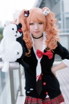 blouse blue_eyes bow cardigan choco cosplay danganronpa enoshima_junko hair_clips pleated_skirt plushie red_hair skirt tie twintails rating:Safe score:0 user:pixymisa