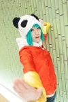 blouse capri_pants cosplay green_hair gumi orange_eyes panda_hat sasa vocaloid rating:Safe score:1 user:pixymisa