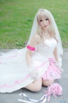 cosplay macross macross_frontier multi-colored_hair pantyhose sheryl_nome veil wakame wedding_gown rating:Safe score:1 user:nil!