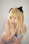 bikini blonde_hair cleavage cosplay enako golden_darkness hairbows swimsuit to_love-ru twintails rating:Safe score:3 user:nil!