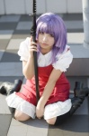 blouse boots cosplay jumper katana kisa kneehighs mawari_madoka purple_hair sword tenjou_tenge rating:Safe score:0 user:nil!