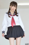 4k-star_172 kuyuu_akane pleated_skirt sailor_uniform school_uniform skirt skirt_lift twin_braids rating:Safe score:0 user:nil!