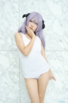 cosplay hanyuu higurashi_no_naku_koro_ni horns one-piece_swimsuit purple_hair swimsuit taotsu rating:Safe score:1 user:nil!