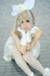 blonde_hair cosplay dress fishnet_stockings gloves hairbow hair_clips kagamine_rin noho pantyhose tagme_song thighhighs vocaloid zettai_ryouiki rating:Safe score:1 user:nil!