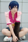 aidou_rika bakemonogatari blouse blue_hair cosplay kanbaru_suruga pleated_skirt school_uniform shorts skirt socks rating:Safe score:0 user:nil!
