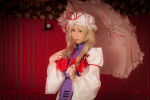 atsuki blonde_hair cosplay dress hat suite_memory tabard touhou umbrella yakumo_yukari rating:Safe score:0 user:nil!