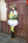 boots cosplay detached_sleeves double_bun green_legwear hello!_aki_love_live!_ichi itsuki_akira koizumi_hanayo love_live!_school_idol_project miniskirt skirt thighhighs vest zettai_ryouiki rating:Safe score:0 user:nil!