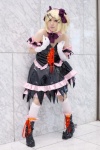 armband blonde_hair boots collar cosplay crossover_tie dress elbow_gloves gloves hairbow hasumi kagamine_rin kneesocks tail tiered_skirt vocaloid rating:Safe score:1 user:pixymisa
