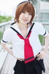 blouse cardcaptor_sakura cosplay hat hoshitamu kinomoto_sakura pleated_skirt sailor_uniform school_uniform skirt tie rating:Safe score:0 user:pixymisa