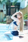 bikini blonde_hair cosplay kurasaka_kururu love_live!_school_idol_project minami_kotori pool side_ponytail spica swimsuit wet rating:Safe score:0 user:nil!