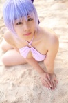 ayane_(doa) beach cleavage cosplay dead_or_alive headband ocean one-piece_swimsuit purple_hair swimsuit tachibana_minami rating:Safe score:0 user:nil!