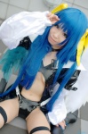 blue_hair boots cleavage cosplay dizzy garters guilty_gear hairbow masaki_aizou monokini one-piece_swimsuit pantyhose swimsuit thighhighs twintails underboob wings rating:Safe score:1 user:nil!