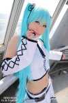 aqua_hair cosplay detached_sleeves hair_ribbons hatsune_miku microphone miniskirt nei project_diva skirt twintails vocaloid rating:Safe score:1 user:pixymisa