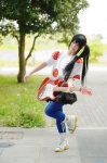 boots cosplay guitar k-on! kousaka_yun miniskirt nakano_azusa pantyhose side_ponytail skirt tshirt rating:Safe score:1 user:nil!