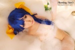 bathroom bathtub blue_hair cosplay dizzy guilty_gear hairbows hitori_gokko saku soap_suds wet rating:Safe score:2 user:nil!