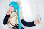 aqua_hair cosplay croptop detached_sleeves hairbow hatsune_miku mashiro_yuki pleated_skirt ponytail project_diva skirt vocaloid rating:Safe score:0 user:nil!