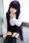 blouse cosplay garter_belt inu_boku_secret_service jumper purple_hair rika school_uniform shirakiin_ririchiyo thighhighs zettai_ryouiki rating:Safe score:2 user:nil!