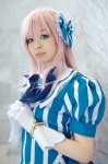 cosplay dress gloves hairbow megurine_luka nayuta pink_hair vocaloid rating:Safe score:0 user:nil!