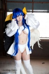 blue_hair boots cleavage cosplay dizzy guilty_gear hairbows hitori_gokko monokini one-piece_swimsuit saku swimsuit tail thighhighs underboob wings rating:Safe score:1 user:nil!