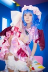 bed blue_hair cosplay dress hat maropapi panties remilia_scarlet touhou touhou_ningyou_fuminori_shirizu_2 wings rating:Safe score:1 user:nil!