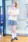 blonde_hair blouse cosplay misaka_mikoto pantyhose pleated_skirt school_uniform sheer_legwear shuwa_ageha skirt socks sweater to_aru_majutsu_no_index rating:Safe score:0 user:pixymisa