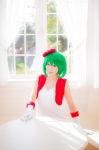 ahoge beret cosplay dress gloves green_hair macross macross_frontier mashiro_yuki ranka_lee vest rating:Safe score:0 user:nil!