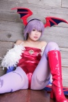 bodysuit boots cosplay detached_sleeves head_wings lilith_aensland pantyhose purple_hair tamashi_no_mayoigo vampire_(game) wings yuuki_sayo rating:Safe score:2 user:nil!