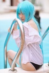 ass blouse blue_hair cosplay denpa_onna_to_seishun_otoko hiokichi one-piece_swimsuit open_clothes pool school_uniform swimsuit touwa_erio wet rating:Safe score:1 user:nil!