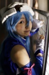 apron blue_hair cosplay detached_sleeves dress fingerless_gloves helmet lanlan_(lashinbang) lashinbang takahara_shigure rating:Safe score:0 user:nil!