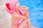 bikini_top cosplay hair_ribbons kaname_madoka mashiro_yuki miniskirt pink_hair pool puella_magi_madoka_magica skirt swimsuit twintails wet rating:Safe score:0 user:nil!