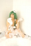 bathroom bathtub cleavage cosplay green_hair hanamura_misaki kochiya_sanae soap_suds touhou touhou_kinbauchou wet rating:Questionable score:0 user:nil!