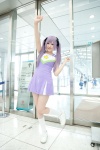 cheerleader_uniform cosplay hairbows hiiragi_kagami hoshino_kana kneesocks lucky_star pleated_skirt purple_hair skirt twintails rating:Safe score:2 user:pixymisa