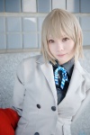 blazer blonde_hair blouse coat cosplay devil_survivor_2 kotori nitta_io orange_eyes ribbon_tie rating:Safe score:0 user:pixymisa